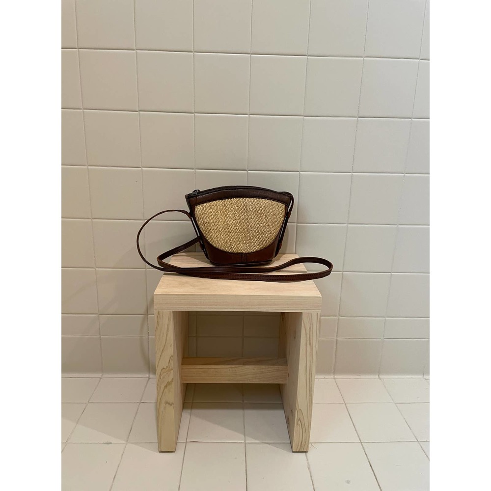 Vintage Indonesian Raffia Leather Purse Batik Crossbody